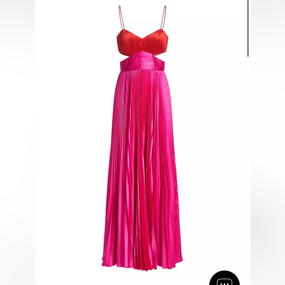 Amur Elodie Satin Colorblock Pleated Gown